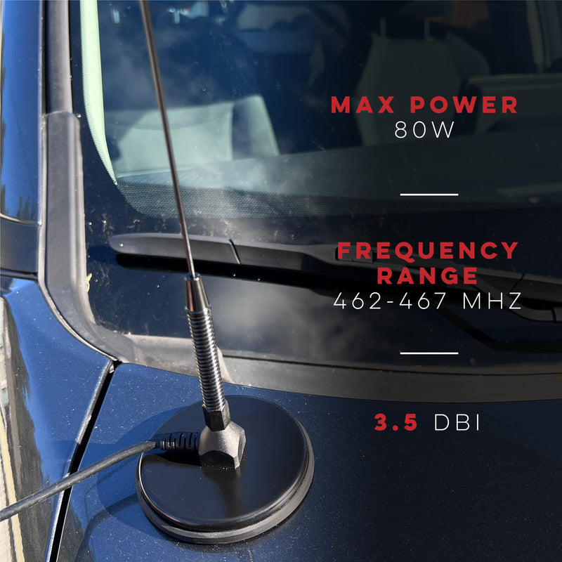 [Australia - AusPower] - Authentic Genuine Nagoya UT-72G Super Loading Coil 19-Inch Magnetic Mount (Heavy Duty) GMRS (462MHz) Antenna PL-259, Includes Additional SMA Male & Female Adaptors for GMRS Handheld Radios 