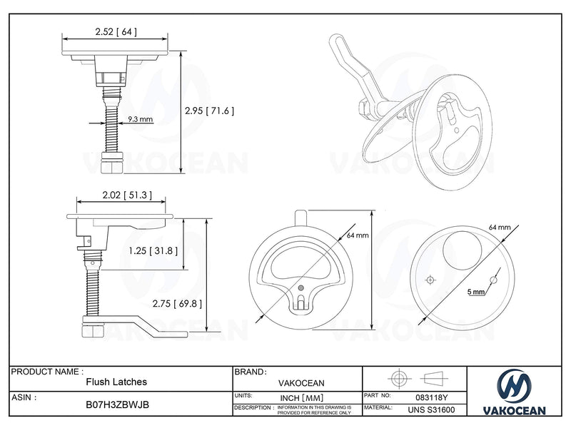 Marine Stainless Steel Cam Latch Flush Pull Hatch Latch