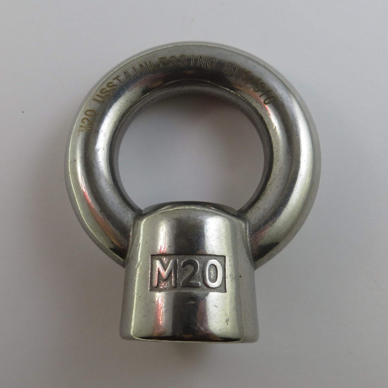 [Australia - AusPower] - US STAINLESS Stainless Steel 316 M20 Lifting Eye Nut 20mm Marine Grade Pitch of 2.5 
