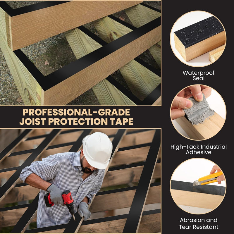 Viking Tape Deck Joist Butyl Tape – Waterproof Joist Protection, 2 Inches x 50 Feet, Strong Adhesion and Timber Guard for Outdoor Deck Builds (6) 6