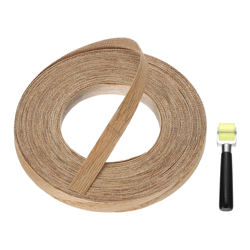 uxcell 1/2" x 49 ft Wood Edge Banding, Pre-Glued Iron On Edging Strip, Plywood Wood Grain Repair Tape for Cabinet Repair, Furniture Restoration, Handicraft DIY, Red Oak