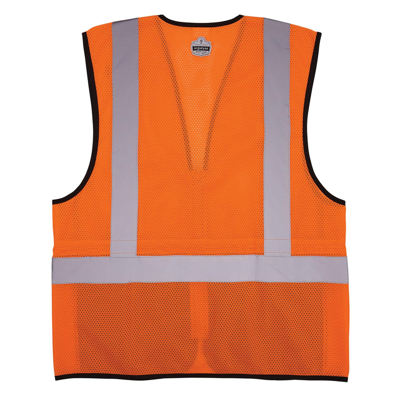 Ergodyne GloWear 8210Z-BK Class 2 Safety Vest, Hi Vis Mesh, Reflective, Black Front, Zipper Orange 4X-Large-5X-Large