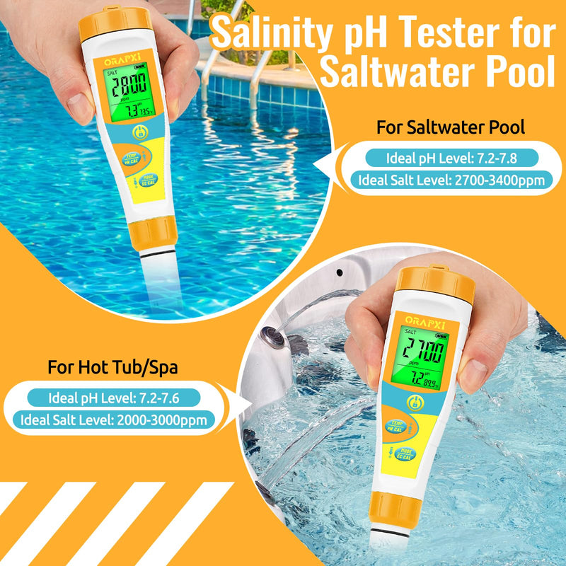 [Australia - AusPower] - pH Meter Salinity Tester for Saltwater Aquarium Simultaneous Display for Saltwater Aquarium Reef Tanks Koi Pond and Hydrogen Water Tester pH Meter for Drinking Water Accuracy Dissolved Hydrogen 