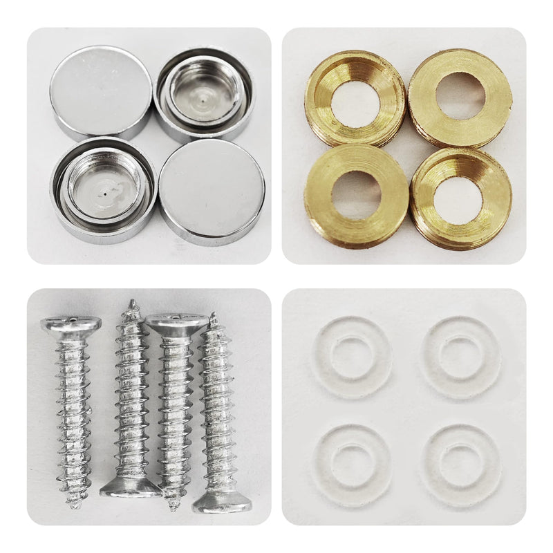 [Australia - AusPower] - 12PCS 3/5" Mirror Screws Decorative Cover Caps, Sign Advertising Screws, Mirror Screw Fasteners Nails, Chrome 
