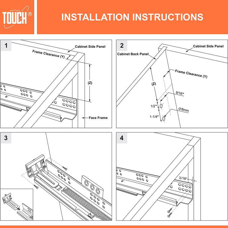 [Australia - AusPower] - TOUCH Rear Mounting (5 Pairs, 10 Pcs) for Undermount Soft-Close Drawer Slides Socket, Drawer Track Back Mount Brackets for Face Frame Cabinets Drawer Gildes Rear Mount 5.0 