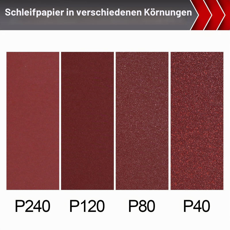 50 Sheets Sandpaper Set, 115 x 280 mm for Wood and Metal, 4 Grits (40/80/120/180), Cut for Hand and Machine Sanders 93mm x 230 mm
