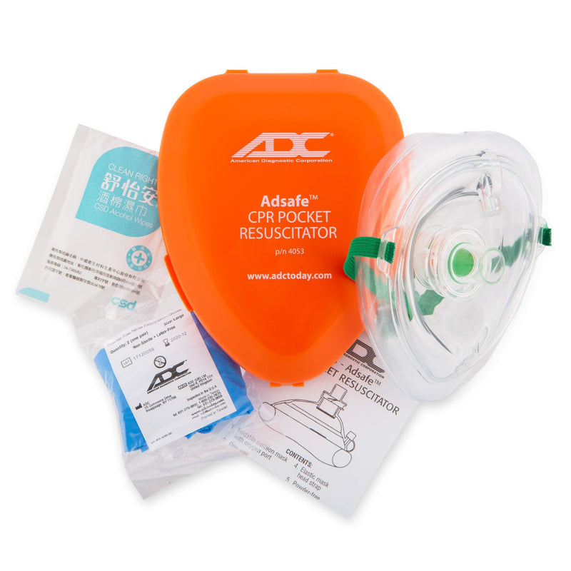 [Australia - AusPower] - ADC 4053 Adsafe CPR Mask Pocket Resuscitator 1 Kit with Replaceable Valve Set of 1 