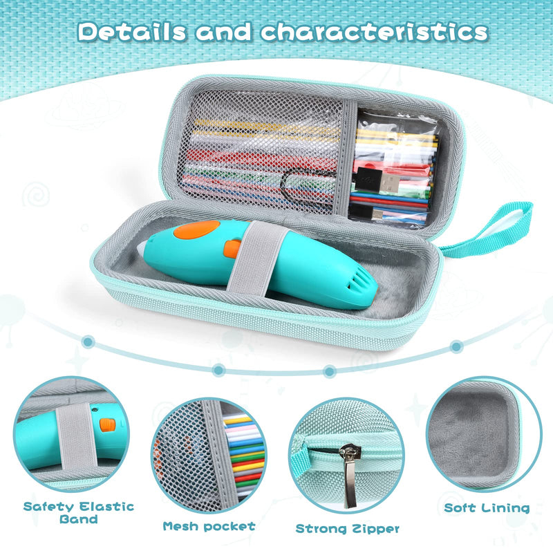 [Australia - AusPower] - Case Compatible with 3Doodler Start+ Essentials for 3D Pen Set for Kids, Carrying Case for Printing Filament Refill and Charger Cable,Green (Case Only) Green 