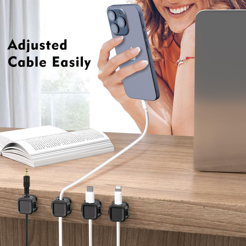 [Australia - AusPower] - Magnetic Cable Clips, 6 Pack Cord Organizer Holder, for Desk Cable Management, Adhesive Wire Keeper for Desk in Bedroom Living Room Kichen Office and for Car 
