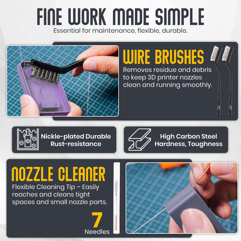3D Printer Tool Kit - 44 Piece Printing Accessories Set - Deburring Tool and Nozzle Cleaning Kit - Essential 3D Print Equipment with Scraper - Durable Case for Model Finishing and Maintenance 44PCS