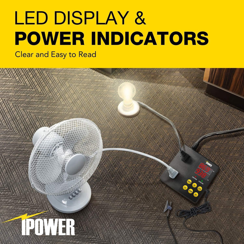 [Australia - AusPower] - iPower Professional Digital Heating and Cooling Temperature Controller for Seed Germination, Reptiles and Brewing Breeding Fermenter Greenhouse, Grow Tent, 1875W 