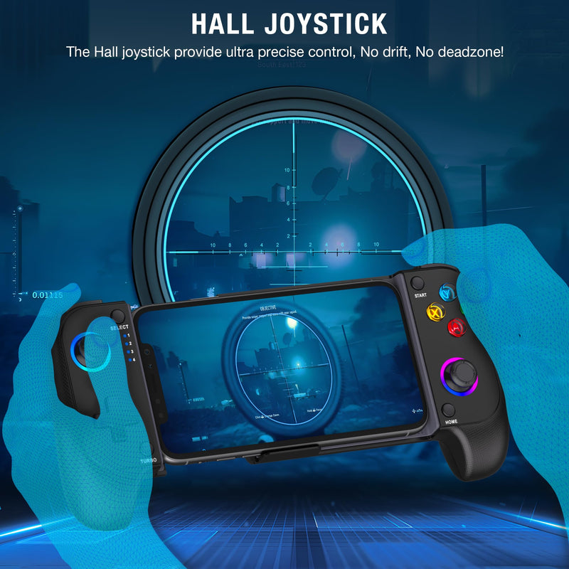 [Australia - AusPower] - Mobile Game Controller for iPhone and Android with RGB Light, Wireless Phone Controller with Phone Case Support Turn Your iPhone into a Gaming Console Play PS Remote Play, Xbox Cloud and More Use as Mobile Game Controller 