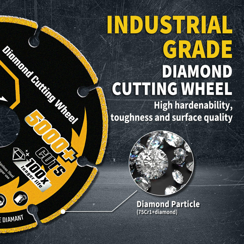 4 1/2 Inch Cut Off Wheel Diamond Cutting Wheel 4 1/2 Inch with 7/8" Arbor, Angle Grinder Cutting Disc for Metal with 5000+ Cuts on Rebar, Steel, Iron and INOX 4-1/2"x7/8in. 3.0
