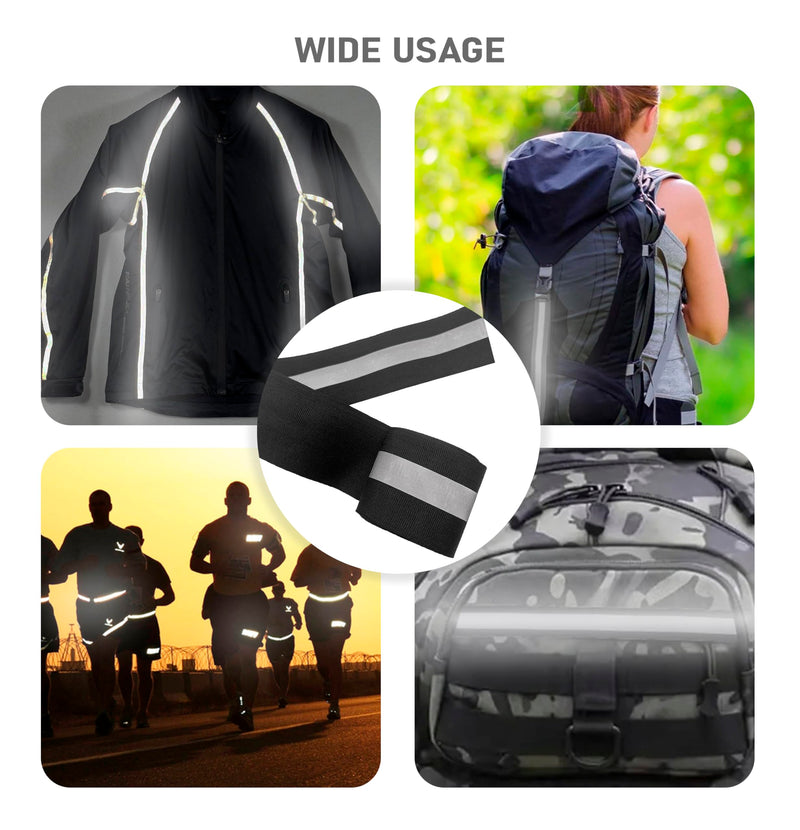 2'' Width Black Reflective Tape - 3 Yard Safety Tape for Clothes, School Bags, Raincoats - High Visibility Reflective Ribbon for DIY Decoration 2" x 9 ft