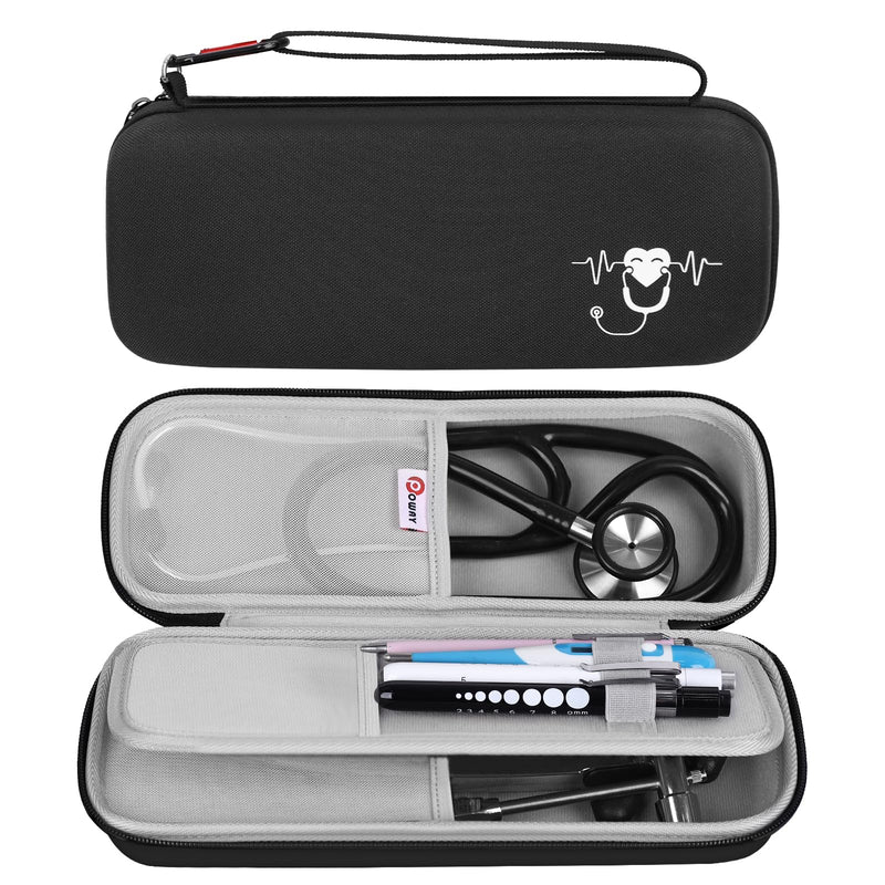 [Australia - AusPower] - Stethoscope Carrying Case Hard Stethoscope Case Compatible for 3M Littmann Classic III and Pen Lights for Nurses Pen Light with Pupil Gauge Reusable Penlight Medical Pen Light for Nurse 