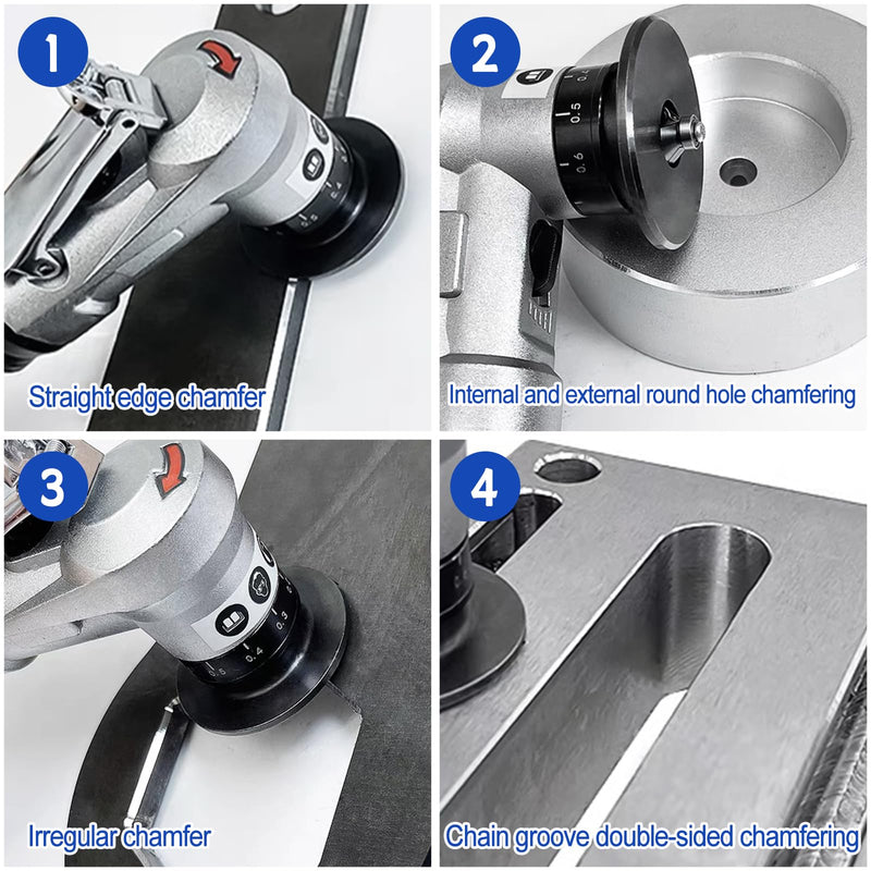 [Australia - AusPower] - 2-in-1 Pneumatic Chamfering Machine, Mini Air Chamfering Tool, Pneumatic Chamfering Tool, Curved Corner 45 Degree for Metal Trimming and Deburring (6R + 6C Angle Inserts + 6 Bearings) 6R+6C Angle Inserts+6 Bearing 