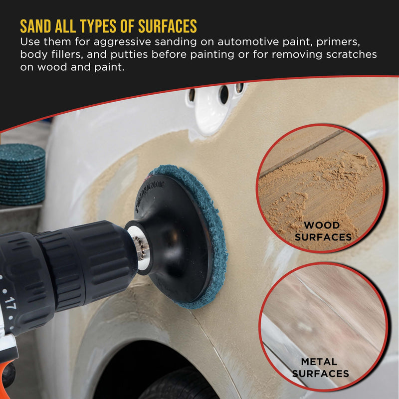 Dura-Gold 3" Diameter Surface Conditioning Discs Blue Fine Sanding Grit (Box of 25) - R-Type Quick Change Connection Rust and Paint Removal Removes Oxidation and Scale