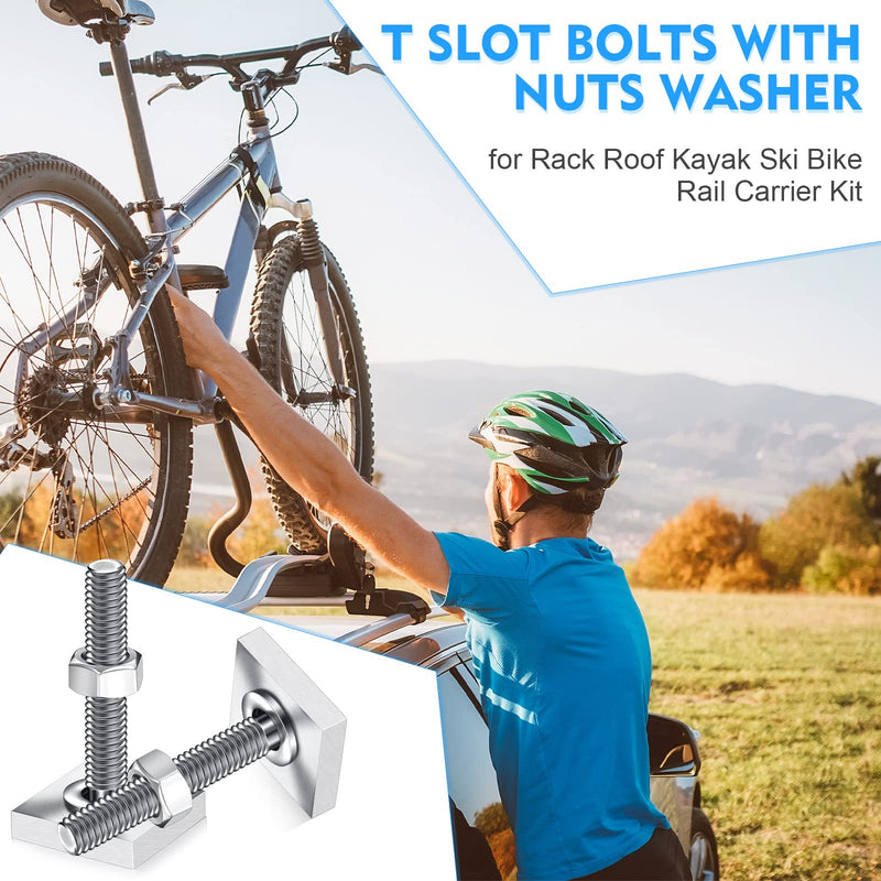 [Australia - AusPower] - 12 Pcs T Slot Bolts M6 35 mm Square Head T Bolts for Roof Rack Stainless Steel Roof Rack Accessories Heavy Duty T Track Bolts with Nuts Washer Barrels Kit for Kayak Ski Bike Rail Carrier 