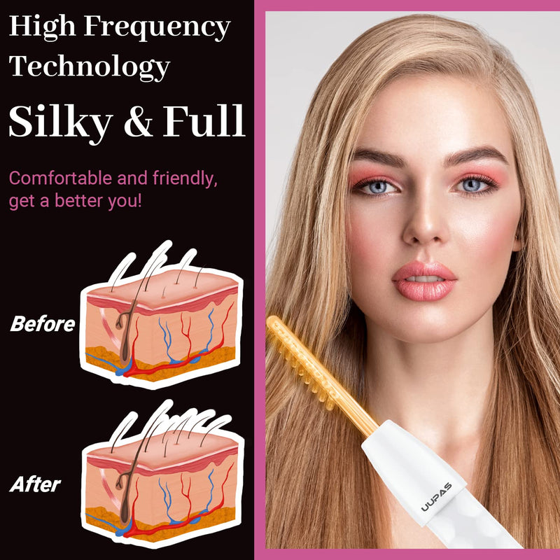 [Australia - AusPower] - High Frequency Facial Wand - UUPAS Portable Handheld High Frequency Facial Skin Machine with 4 Pcs Orange Glass Tubes 