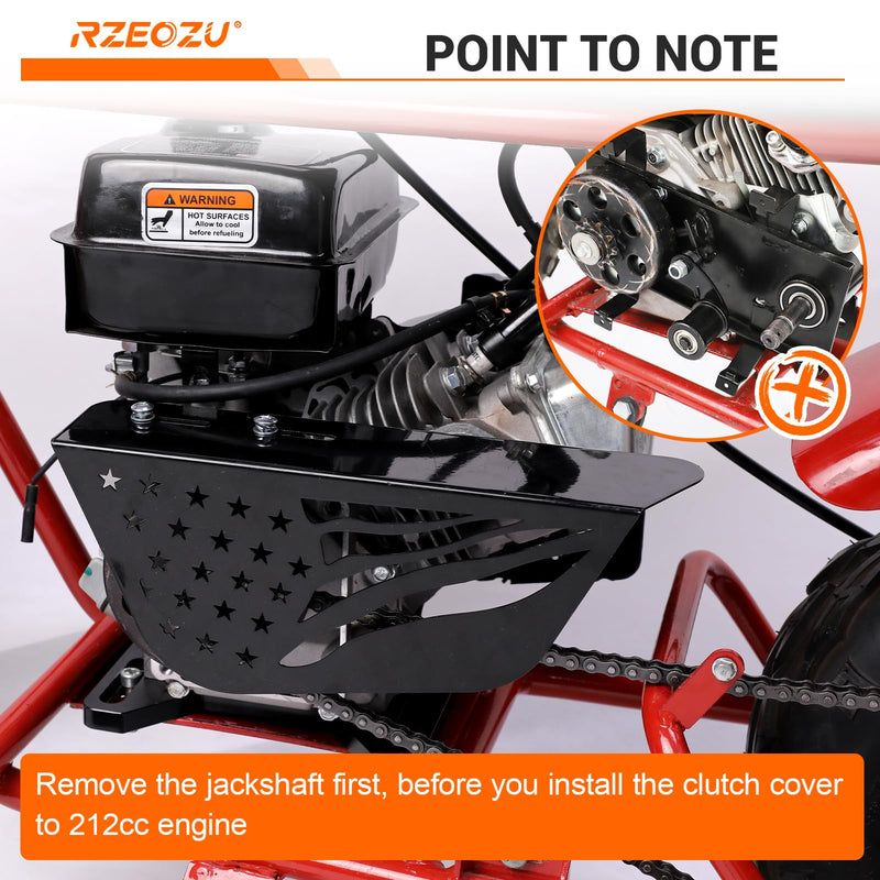 Mini Bike Clutch Cover Chain Guard Replacement for Predator 212 196cc 224cc 79cc Coleman CT200U CT200U-EX BT200X CT100U CC100X Massimo MB200 Baja Doodlebug DB30 GX160 GX200 Engine Kit Parts black