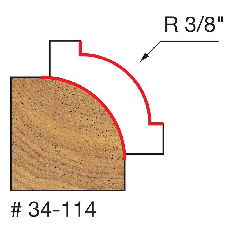 [Australia - AusPower] - Freud 34-114: 3/8" Radius Rounding Over Bit (Quadra-Cut) 