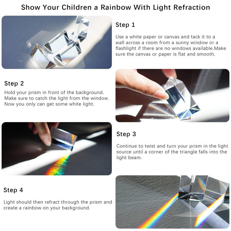 [Australia - AusPower] - QFkris 4pcs Clear K9 Crystal Triangular Prism for Photo Rainbow Lights Crystal Optical Prisms Glass Physics Teaching Refracted Light Spectrum Students Presents Gift,50mm/2inch 