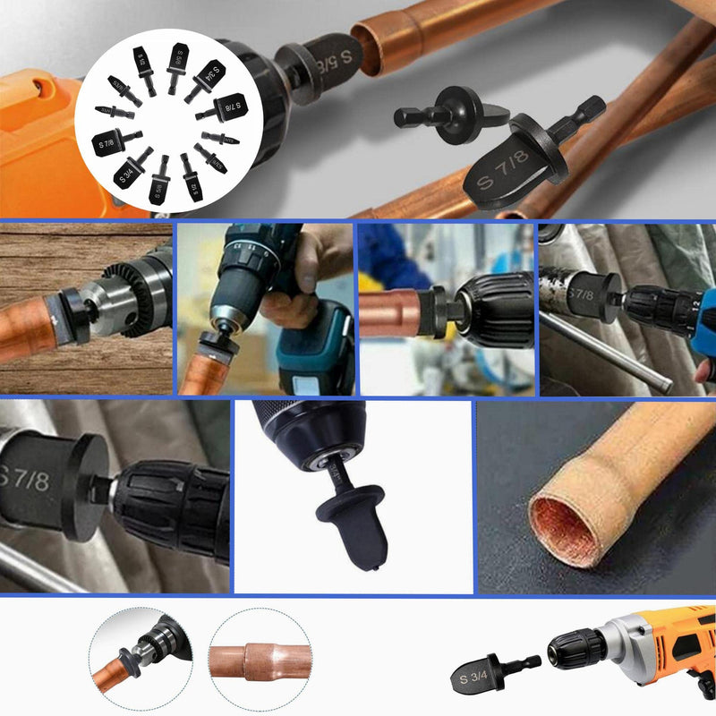 [Australia - AusPower] - 6Pcs HVAC Repairing Set, Boring Drill Bits, Air Conditioner Copper Tube Expander Swaging Tool Manual Copper Pipe Swage, Soft Copper tubing 1/4'', 3/8'',1/2'',5/8'',3/4'',7/8'' Bits Set 6 