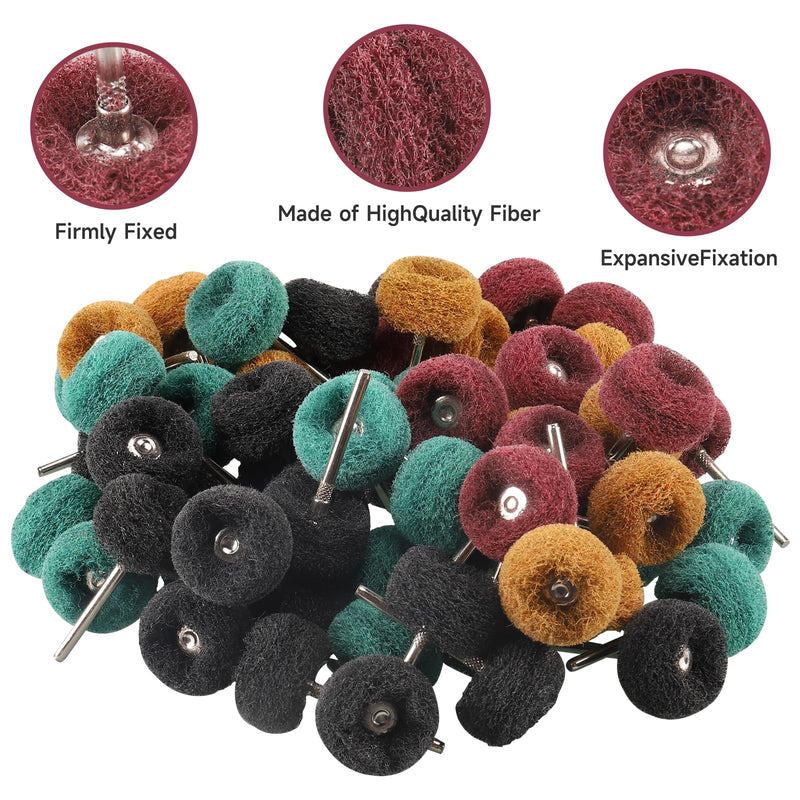 [Australia - AusPower] - 100 PCS Abrasive Buffing Wheels,1 Inch Buffing Polishing Wheel Set for Rotary Tool Accessorie 1/8'' (3mm) Shank, 80 150 240 400 600 Grits for Metal,Wood, Rust Removal Mix Color 100pcs 