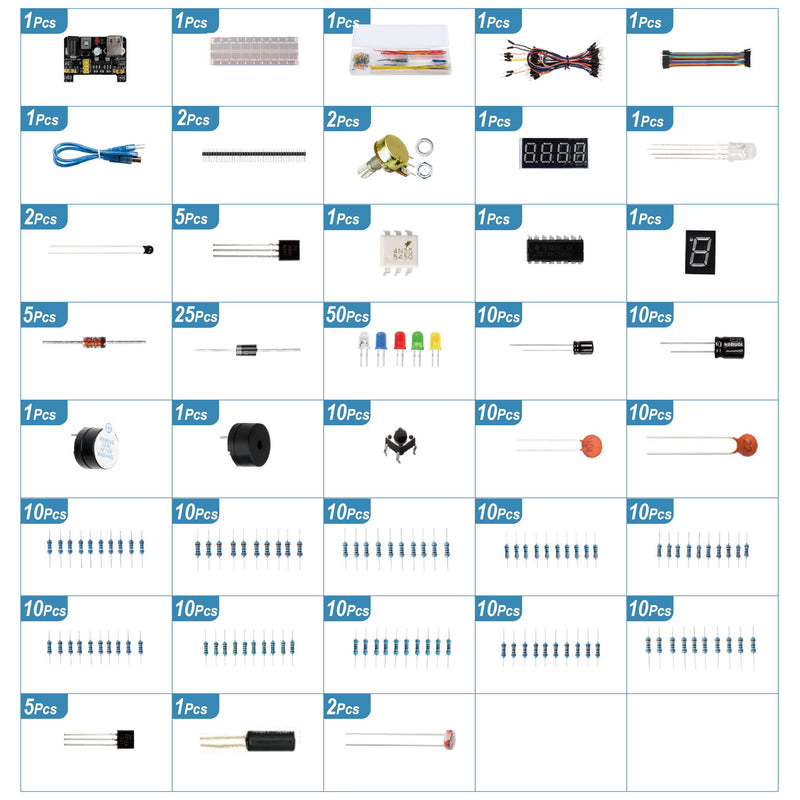 [Australia - AusPower] - Miuzei Starter Kit Breadboard Set Compatible with Arduino Including Power Supply Module Jumper Cable Resistance Assortment Breadboard LED Diodes Set for Beginners Electronics Building a MA51 