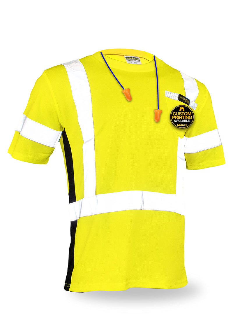 KwikSafety - Charlotte, NC - Operator Short Sleeve Safety Shirt [Solid Reflective Tape] Class 2 ANSI OSHA Compliant X-Large Basic Tape | Yellow
