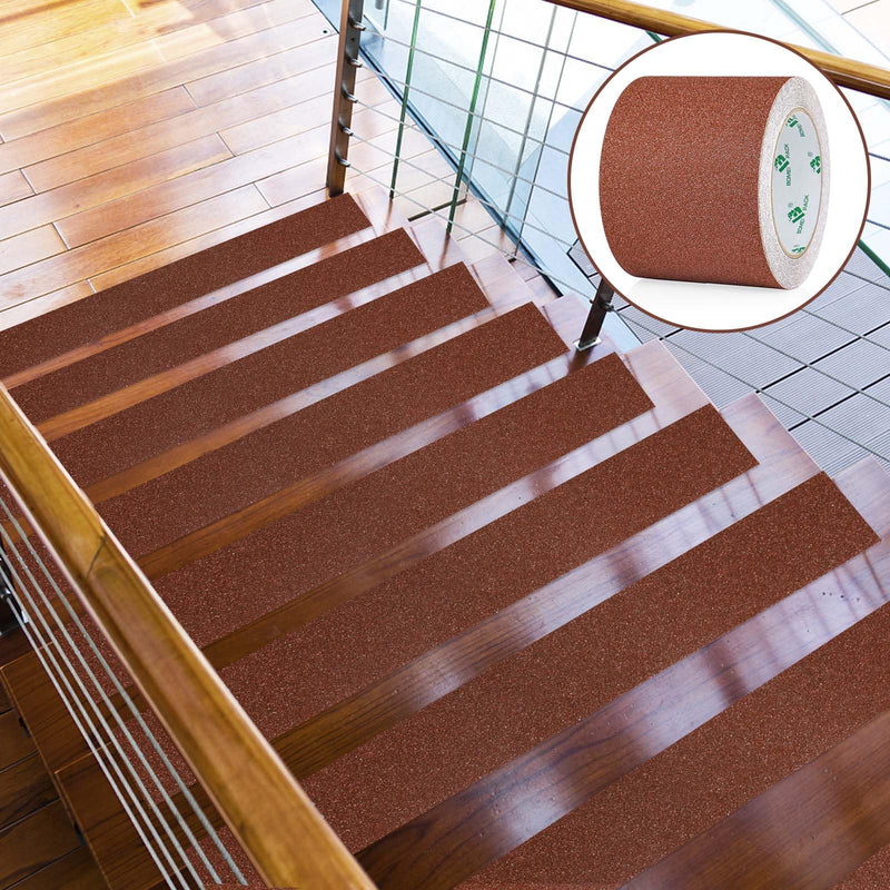 BOMEI PACK Anti Slip Traction Tape, 4 Inch x 16 Foot - Best Grip, Friction, Abrasive Adhesive for Stairs, Tread Step, Indoor, Outdoor (4" X 16') (Brown) Brown
