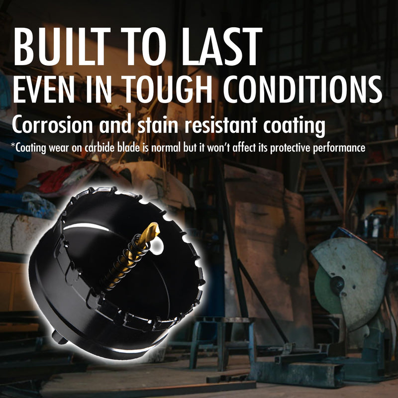 4.5" Tungsten Carbide Tipped Hole Saw Drill Bit for Hard Metal, 114.3mm Hole Cutter for Sheet Metal, Stainless Steel, Iron, Wood, Plastic 4-1/2"