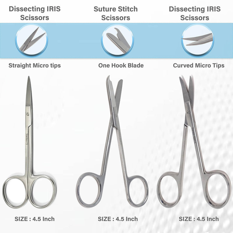 [Australia - AusPower] - Set of 7 Pieces Scissors Forceps Hemostats Needle Holder Driver Set for Educational Training and Medical Procedures Made of Stainless Steel (A2Z BRAND) 