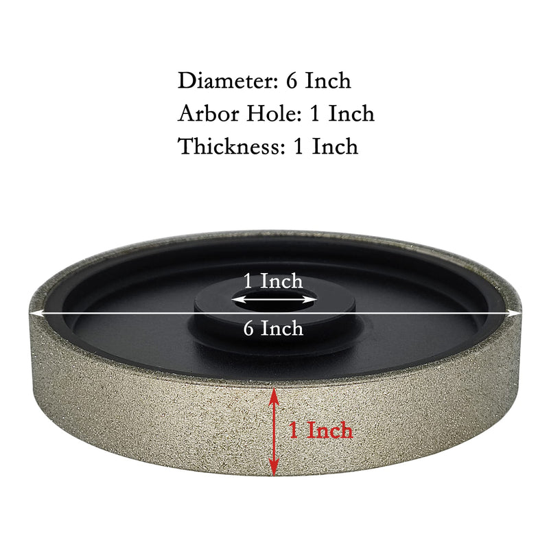 [Australia - AusPower] - Diamond Lapidary Jewelry Grinding Wheel 6 Inch with 1 Inch Arbor Hole, Diamond Grinding Wheel for Gem, Marble, Granite, Glass, Ceramics, Cemented Carbide, 60 Grit Grit 60 