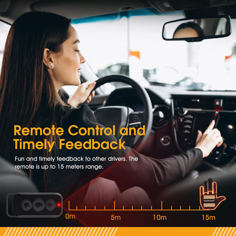 Car Accessories for Men, Car Finger Light with Remote - Give The Bird & Wave & Love to Drivers - Truck Accessories, Finger Flicker LED Hand Gesture Signs, Ideal Gift for Men and Women Black