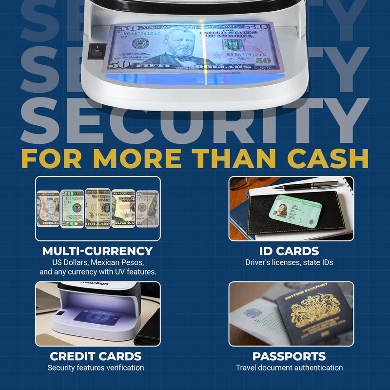 K410 Counterfeit Bill Detector Professional, High Intensity UV LED Counterfeit Money, ID & Credit Cards Verifier K0300