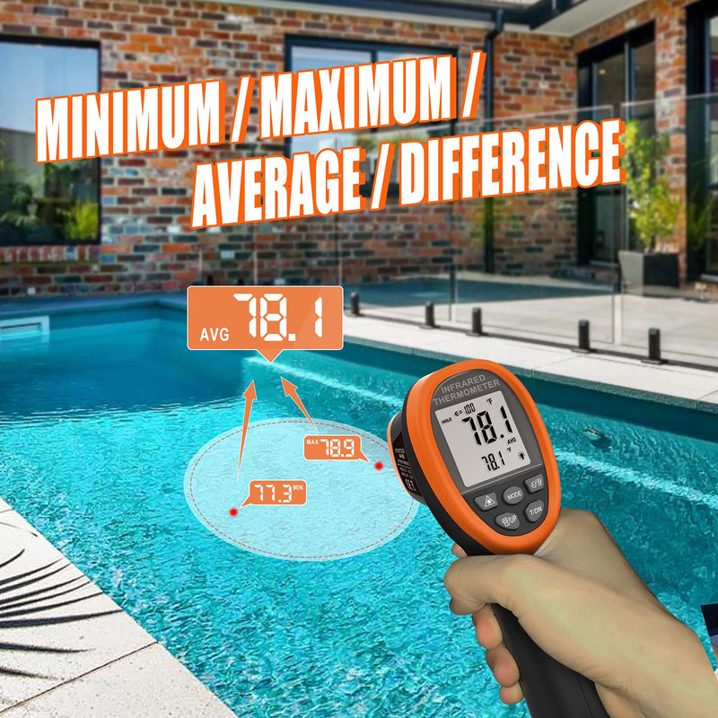 [Australia - AusPower] - BTMETER BT-1500 Pyrometer 30:1 Industrial Laser Thermometer Gun, -58? to 2732? Non Contact High Temp Infrared Thermometer Digital IR Temperature Gauge Orange(NOT for Human Temp Test) BT-1500 Orange 