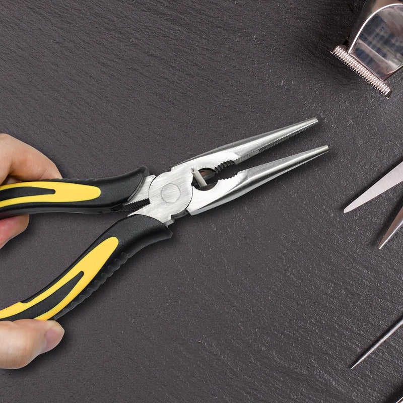 [Australia - AusPower] - Premium VISE-GRIP Long Needle Nose Pliers- 8” & 6‘’, Paper Clamp Precision, High Carbon Steel, Soft Grip with Wire Cutter, Long Nose Cutting Pliers for Home, Fishing, Jewelry, Crafts,2pcs 