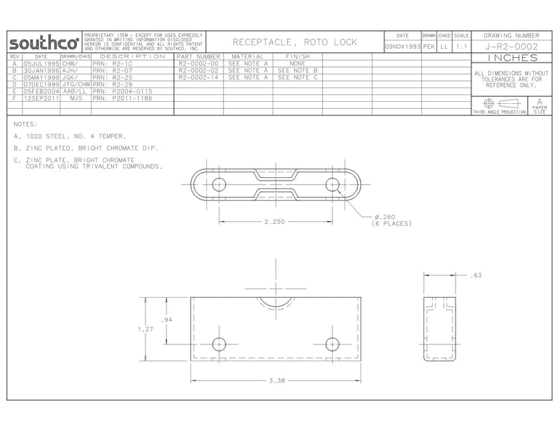 [Australia - AusPower] - Southco Heavy Duty Roto Lock Kit - Concealed Panel Fastening Draw Latch Coffin Lock - R2-0055-02 & R2-0002-02 