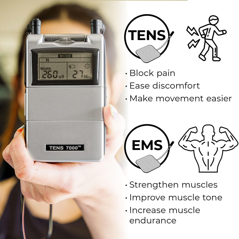 [Australia - AusPower] - TENS 7000 Rechargeable Tens Unit Muscle Stimulator, EMS Muscle Stimulator, Back Pain Relief, 4 Electrodes/Unit Pads, Period Pain Simulator, Muscle Recovery & Growth, Stim Machine, Electrotherapy 