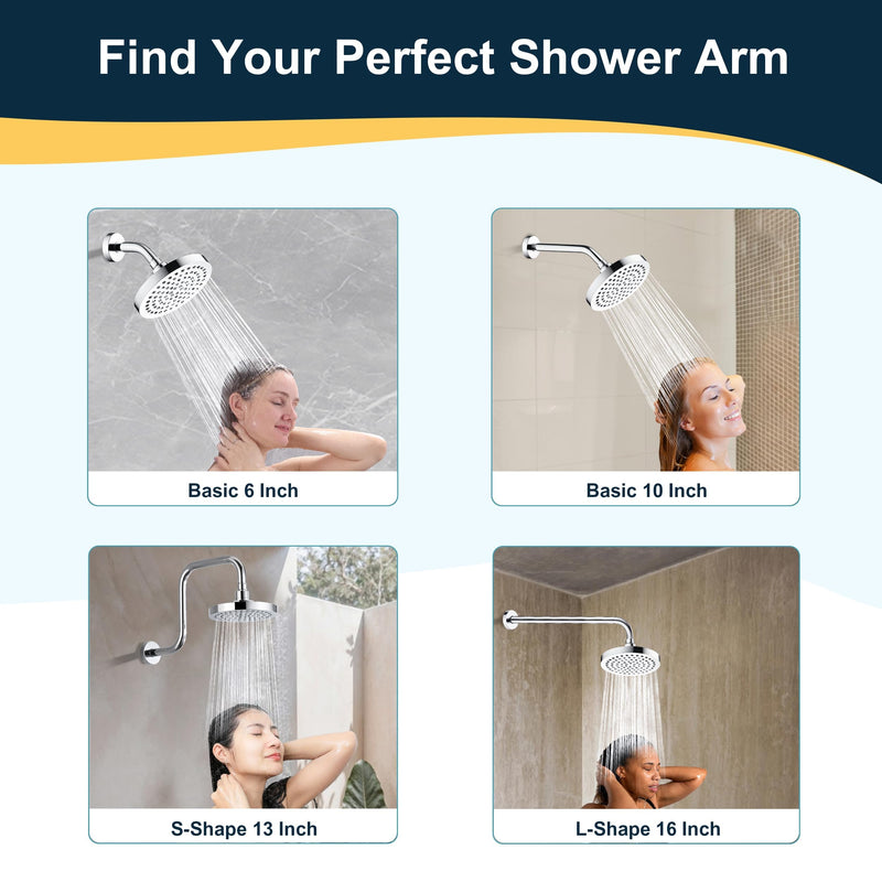 BRIGHT SHOWERS Shower Arm with Flange 10 Inches Solid Brass Shower Head Extension Arm, Wall Mounted Shower Pipe Arm for Rainfall Shower Head and Handheld Showerhead, Brushed Nickel Basic 10 Inch