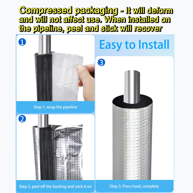 1 '' ID Pipe Insulation Foam Tube Self Adhesive Heat Tape for Water Pipes 20PC Insulation Foam Wrap Aluminum Foil Pipe Covers for Spigot, Winter Outside Pipes, Sprinkler (Black ) Black - 16'' L 1 '' ID - 20PC