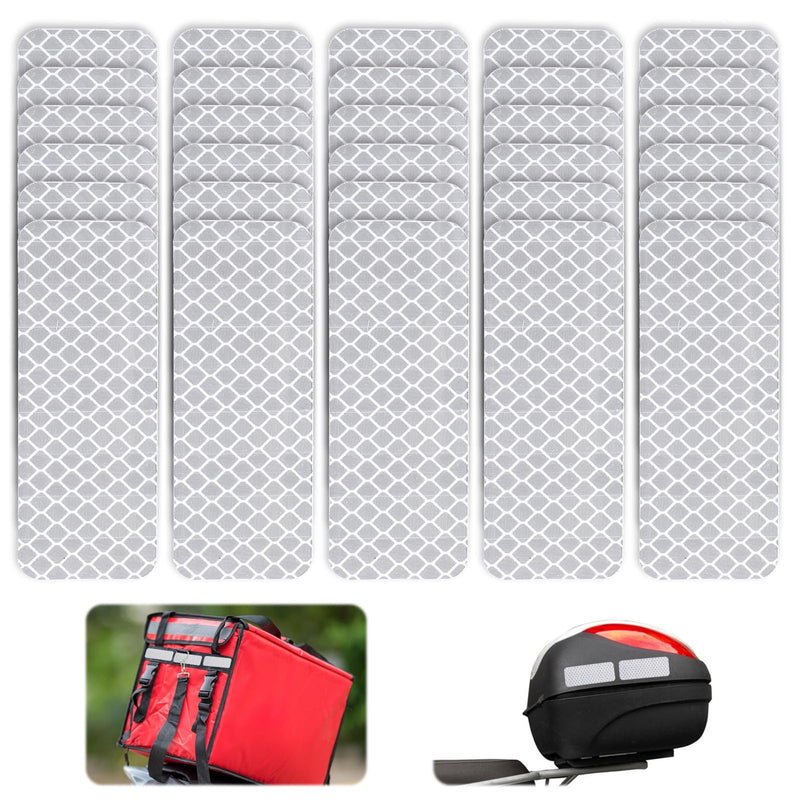 30 PCS Reflector Stickers, Reflective Stickers for Helmet Self-Adhesive Bike Reflectors Reflective Tape Outdoor Waterproof for Outdoor Use on Truck/Car/Motorcycle/Clothing/Helmet 1.18" X 3.15" White