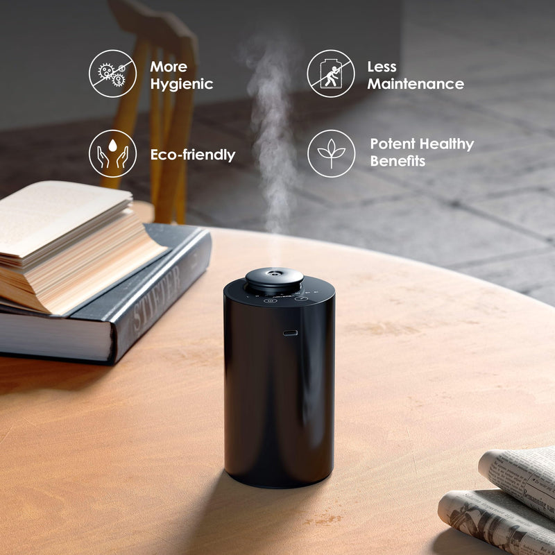 [Australia - AusPower] - Airversa Waterless Diffuser for Essential Oil, Car Diffsuer, Battery Operated Nebulizer, 0.7 Fl Oz/ 20mL, Mini Scent Air Machine, 3 Timers & 3 Mist Levels for Home, Room, Car, Office - AN6 Black+White Black&white 2 Pack 