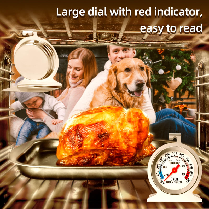 [Australia - AusPower] - 2-Pack Oven Thermometer for Gas Oven, 50-300°C/100-600°F Smoker Temperature Gauge with 304 Stainless Steel, Analog Instant Read Cooking Thermometer 