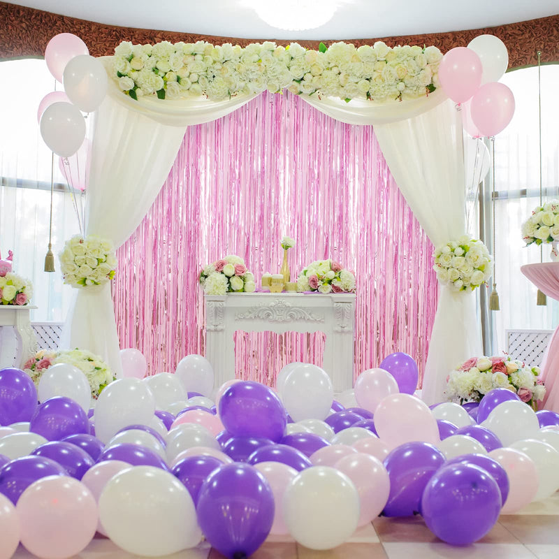 [Australia - AusPower] - Crosize 2 Pack 3.3 x 9.9 ft Pink Foil Fringe Backdrop Curtain, Streamer Backdrop Curtains, Streamers Birthday Party Decorations, Tinsel Curtain for Parties, Galentines Decor, Preppy, Photo Booth 