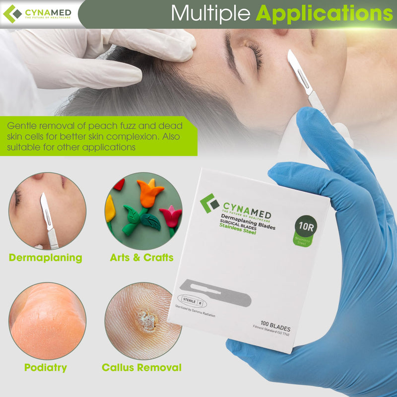 [Australia - AusPower] - Dermaplaning Replaceable Blades No.10R – Box of 100, High-Quality Stainless Steel for Precise Exfoliation and Smooth Skin, Professional-Grade Blades for Facial Hair Removal and Skincare Treatments 