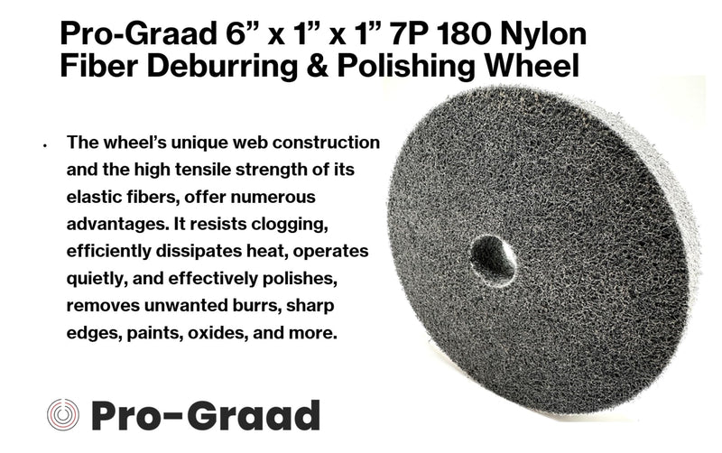 [Australia - AusPower] - Nylon Fiber Deburring Wheel 6" x 1" x 1" 7P Hardness 180 Grit Silicon Carbide Brushed Polishing Buffing Unitized Wheel for Bench Grinder, Buffing Machine, with Adapter for 1/2 5/8 3/4 Arbor 
