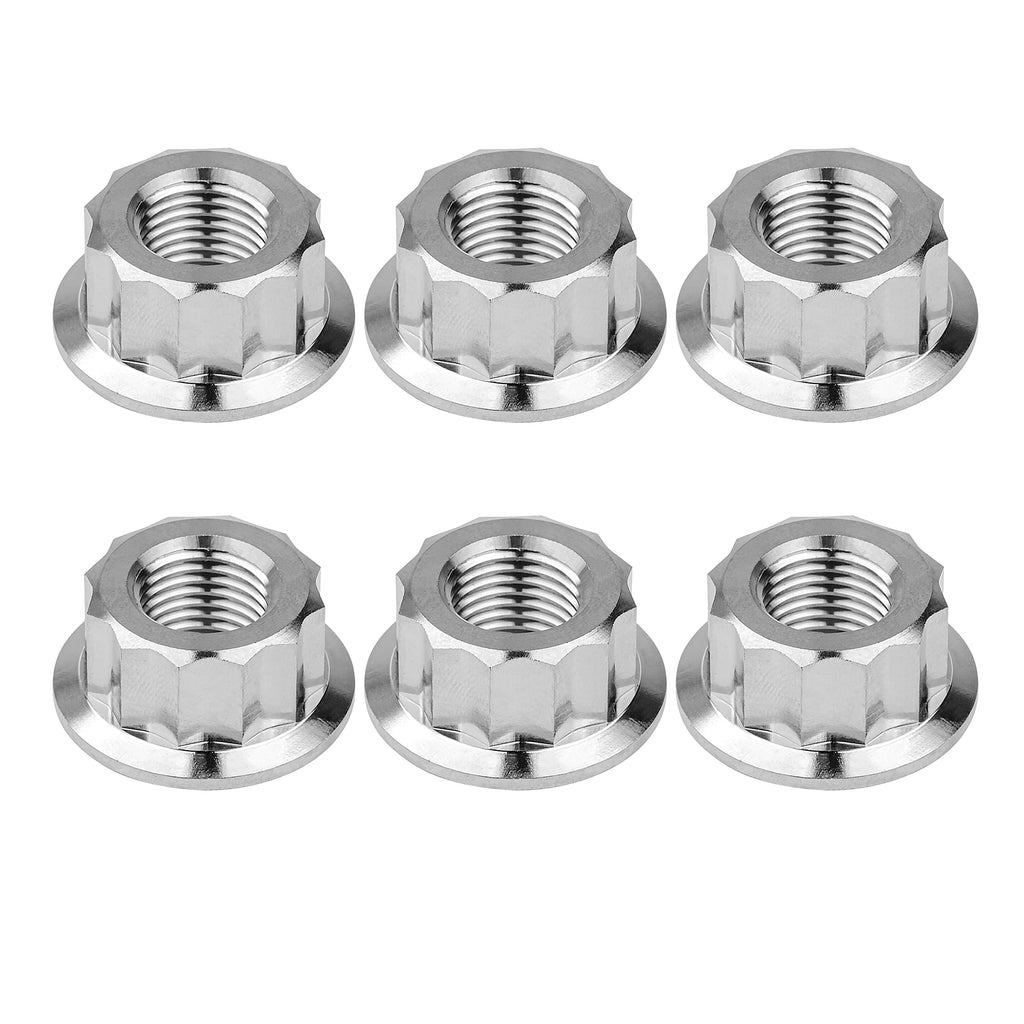 Titanium M5 M6 M10 12-Point Flange Nut for Motorcycle Car Modification Pack of 6 (M8 Pitch 1.25mm, Normal Titanium) M8 Pitch 1.25mm