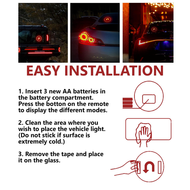 UTLLAB U-Turn Light Wireless Vehicle Accessory - Remote Controlled LED U-Turn Indicator, Easy Install Automotive Lighting Add On